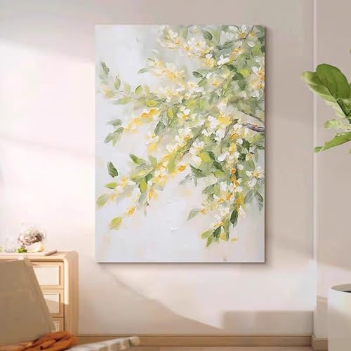Dwetcxo Laminas para Cuadros Flor Amarilla Verde Cuadros Decoracion Salon Modernos Dormitorios Laminas Decorativas pared Lienzos Decorativos sin Marco Lienzo Decorativo para Pared 50x70cm