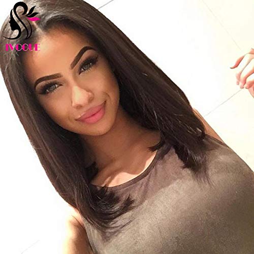 150% Density Short Blunt Bob Full Lace Wigs Cambonian Virgin Human Hair Front Lace Wigs for Black Women (8"LaceFrontWig)