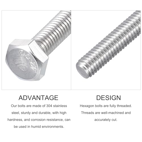 Image of METALLIXITY Hex Bolts (M6-1x35mm) 20Pcs, 304 Stainless Steel Coarse Fully Threaded Hex Head Screw Bolt Machine Screws - for Furniture Repair, Silver