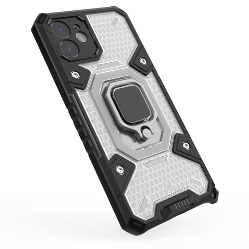 Image of Tough Armor Bumper Back Case Cover for iPhone 12 | Ring Holder & Kickstand in-Built | 360 Degree Protection Back Case Cover for iPhone 12 (Transparent)