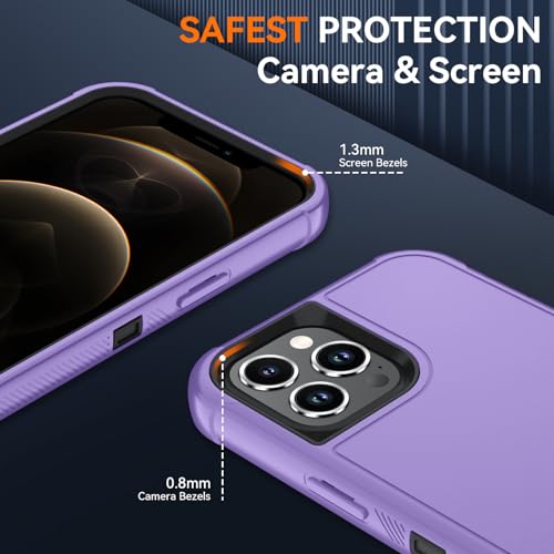 Image of SunStory Compatible with iPhone 12 Pro Max Case with HD Screen Protector, 3-Layer Heavy Duty Full-Body Cover,3 in 1 Hybrid Protective Case for iPhone 12 Pro Max 6.7 inch,Violet