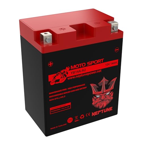 Neptune Power Products Brand YB14A-A2 12V 14 Ah Maintenance-Free Sealed AGM Powersports Battery Replacement for UPLUS EB14A-4-PW Snowmobile UTV Motorcycle Compatible with Yamaha Honda Suzuki Kawasaki