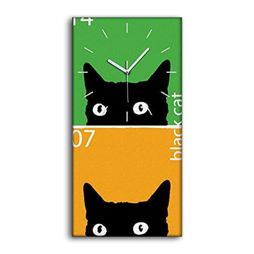 Image Art Mural Art Moderne Horloge Toile de Qualité Mains Blanches Chat Noir