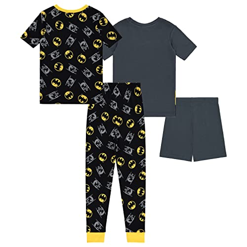 Boys DC Comics Batman Pajamas Set - 4 Piece Short Sleeve Batman Pajamas - Short Sleeves, Shorts and Pants Pajamas Set2