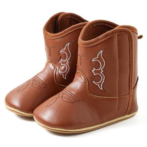 Jastore Western Boots Cowboy Bootie Soft Sole Non-Slip Crib Shoes for Baby Infant Toddler Girls Boys Newborn2