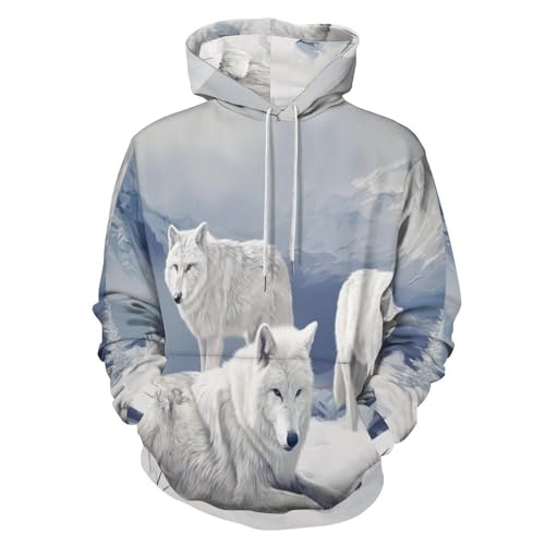 Sweat à capuche homme meute de loups | Hoodie 3D imprimé bleu