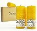 Produktbild Xanty Bienenwachskerzen (13 cm x 5 cm), 4 Große goldene Kerzen aus 100% Bienenwachs, Wabenkerzen, Stumpenkerzen, 10 Stunden/Kerze Brenndauer, Gold-Gelb Adventskerzen
