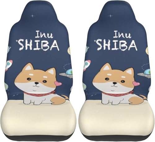 柴犬 犬柄 萌え かわいい シートカバー 2枚 前席 防汚 カーシートカバー シートエプロン クッション 軽自動車 普通車 ブラック 運転席 助手席 座席 おしゃれ 車用 シート カバー プレゼント cc145