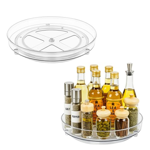 LOCONHA Maximize Space with 2 Pack 9 Inch Clear Acrylic Lazy Susan - Non-Skid Turntable Organizer...