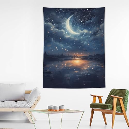 Tapisserie murale esthetique de chambre avec paysage unique en tissu
