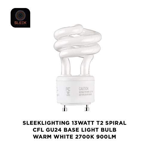 Image of 13Watt T2 Spiral CFL GU24 2 Prong Light Bulb Base 2700K 900lm -UL Approved 120v 60Hz Light Bulb- Mini Twist Lock Spiral -Self Ballasted Compact Fluorescent -Warm White Light 4pack