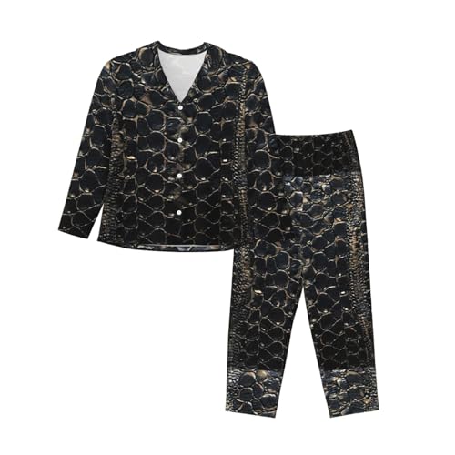 Pyjama peau de serpent ensemble fluide imprimé à manches longues avec taille élastique