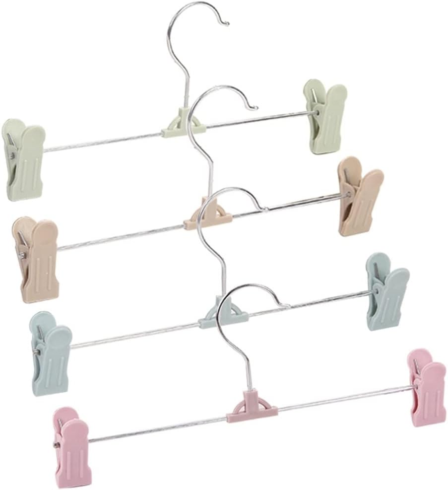 Trouser Hangers 10 Pack Skirt Hangers with Adjustment Grip Pant Hangers (Color : Green) (Khaki)