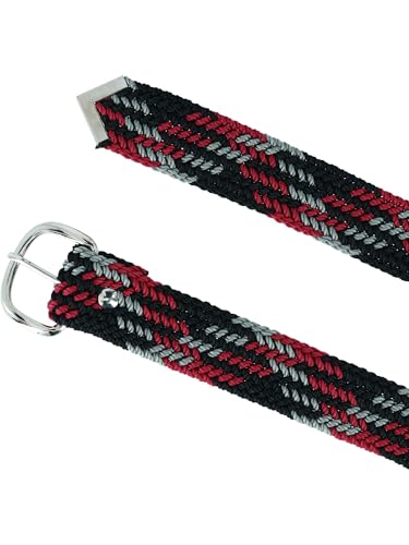 M&F Western Nocona Men's Woven Braided Nylon Belt, Black/Red/Grey – Adjustable Up to Size 46"4