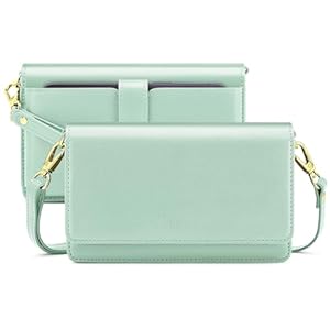 nuoku Crossbody Bag Damen Leder, Handytasche Zum Umhängen Damen, Kleine Umhängetasche Damen mit Verstellbarem, Abnehmbarem Schultergurt und Funktionelle Fächer (Grün)