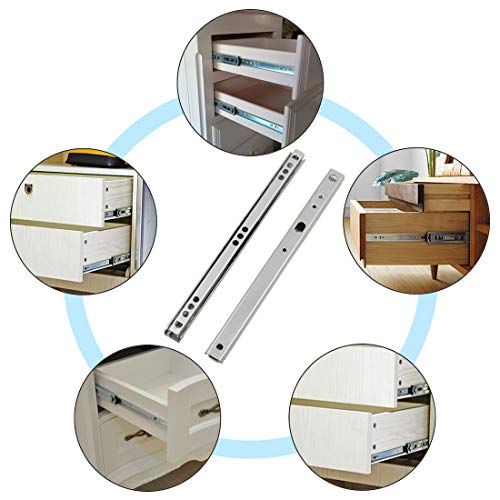 Metal 12 inch Drawer Slides, Ball Bearing Two Way Slide Track Rail 0.7 inch Wide 1 Pair