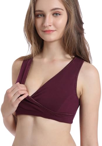 Image of CAKYE 4 Pack Nursing Bras for Breastfeeding Maternity Cotton Sleep Bralette