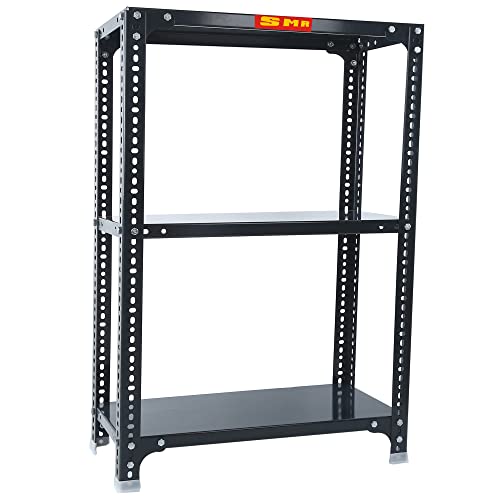 Image of SMR Prime CRC Sheet 24 Gauge Multipurpose Slotted Angle Rack with 3 Shelf for Home, Office & Industry - (36x24x12 in, 7.8 Kg | 16 Gauge Angle-Grey)
