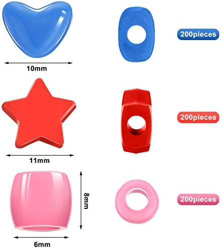 Miniatura 2 de 600 piezas de corazones Pony cuentas de estrellas grandes agujeros de acrílico multicolor pulsera de cuentas de Kawaii arco iris collar de joyería