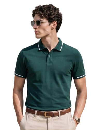 Image of Veirdo Pure Cotton Half Sleeves Regular Fit Plain Solid Classic Polo Colored Collar T-Shirt for Men (Colors: Olive, Maroon, Navy, Black, Green & Orange)