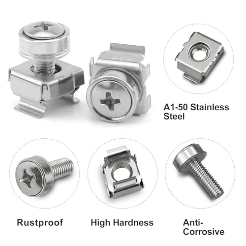 40Stk M5 M6 Käfigmuttern, Schrankschrauben Rack Mount Server Regale Schrauben & Unterlegscheiben Mutter Werkzeug Schrauben Unterlegscheiben Set für Netzwerkschränke（mit Schraubendreher）
