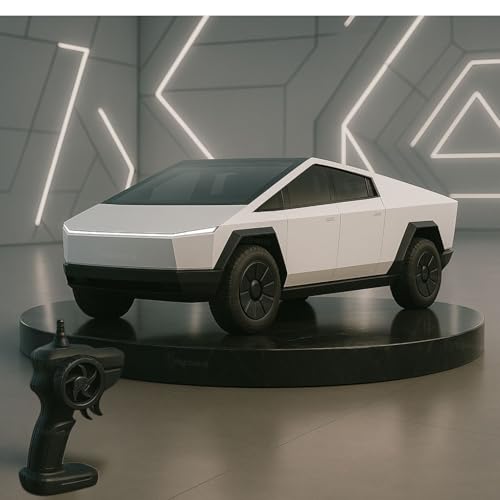 Image of GRAPHENE RC 1:14 Tesla Cybertruck Remote Control Simulation High Speed Racing Car All-Terrain with Rechargeable 27Mhz Radio-Controlled Working Dazzling Lights for Kids of Age 14+ (RC Tesla Truck)