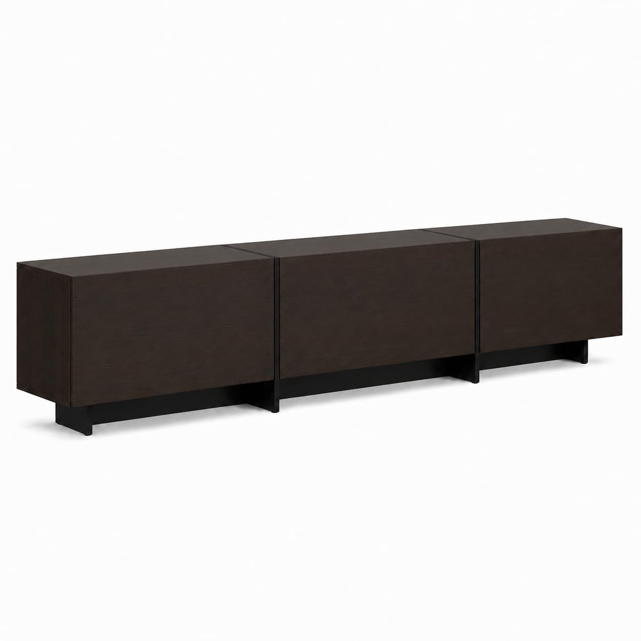 Lowboard Braun 180cm – TV-Schrank mit 3 Klappen & Metallrahmen, 38cm niedrig – Fernsehtisch als TV-Bank für Wohnzimmer & Schlafzimmer, 180×38×30cm