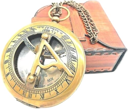 Brújula vintage de latón con reloj de sol 2 pulg miniatura 1
