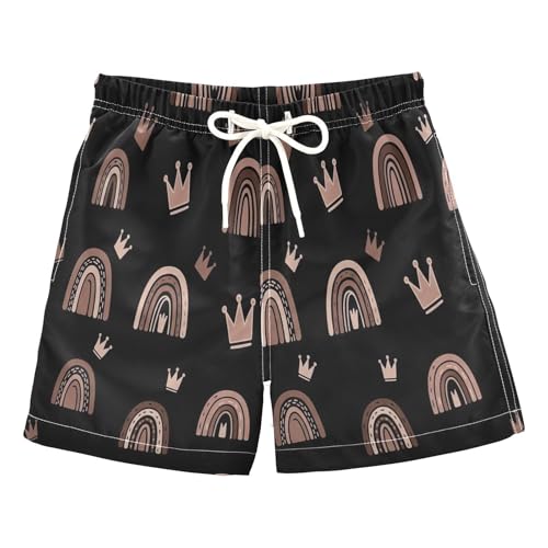 Swim Shorts for Boys, Baby Boys Swim Trunks 2t, Rainbows Crowns Brown