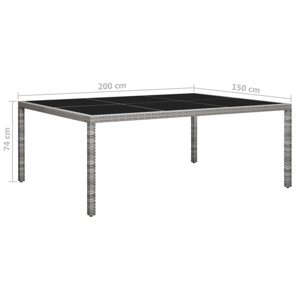 vidaXL Tavolo da Pranzo da Giardino Tavola da Esterni Tavolino per Patio Arredo da Giardino Mobili da Esterni Nero 200x150x74 cm in Polyrattan