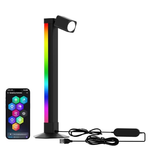 Smarte LED Schreibtischlampe mit Leselicht, RGB Farbwechsel Gaming Lampe mit App & Controller-Steuerung, Musik-Synchronisierung, Dimmbare Stimmungsbeleuchtung für Schlafzimmer, Gaming-Zimmer, Büro