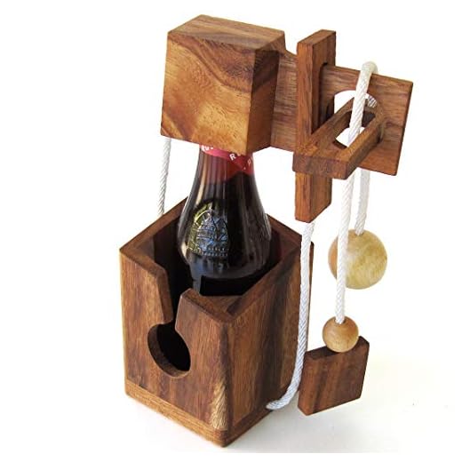 CASSE TÊTE pour BOUTEILLE de Bière. Jeu puzzle en bois massif aux normes CE, marque française Le Délirant®, difficulté 3/6. Tentez de libérer la bouteille ! idée cadeau original Noël - fête des pères.