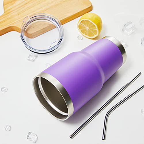 Image of MEWAY 30oz Insulated Tumbler With Lids and Straws,Stainless Steel Double Vacuum Coffee Tumbler Cup, Brush, Durable Powder Coated Coffee Cup for Cold & Hot Drinks, Office, Travel(Purple,8 PACK)