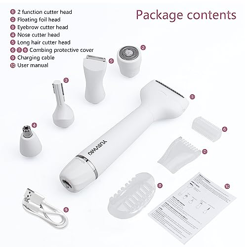 Afeitadora facial para mujer sin tirones con recortador de cejas y labios USB 7
