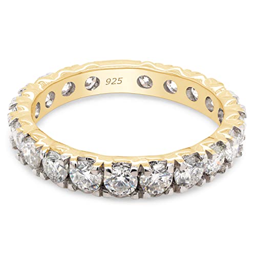 SAVEARTH DIAMONDS 1 3/5 ct. t.w Round Cut Lab Created Moissanite Diamond Full Eternity Stackable Wedding Band Ring For Women In 14K Gold Over Sterling Silver (VVS1 Clarity, 1.60 Cttw)3