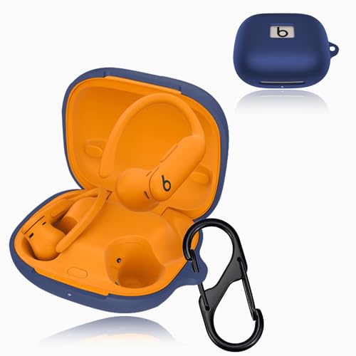 For Beats Powerbeats Pro 2 ケース カバー Ubefuu カラビナ付き 柔らかい シリコン製 軽量 紛失防止 衝撃吸収 防水 防塵 充電対応 Beats Powerbeats Pro 2 対応 ケース(ブルー)