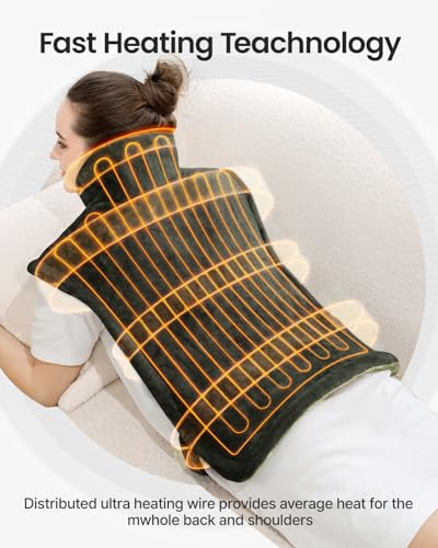 Image of RENPHO Electric Heating Pad for Back, Birthday Gifts for Women Men Mom Dad, FSA Eligible & HSA Store, Neck and Shoulder Heat Pad, Fast Heating, 24 inchx33 inch, ETL Certified, Green