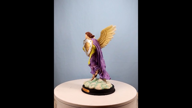 Estatua Arcángel Selaphiel con Escudo 10 pulgadas miniatura 7