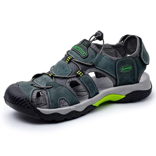Arkbird Men's Sandals, Closed Toe Leather Fisherman Outdoor Hiking Sport Shoes Summer