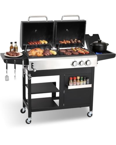 Propane Gas and Charcoal Combo Grill with Side Burner