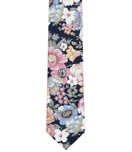 Image of BELLUNO Men's Cotton Floral Skinny Tie, 2.5 inch Width, with Gift Box