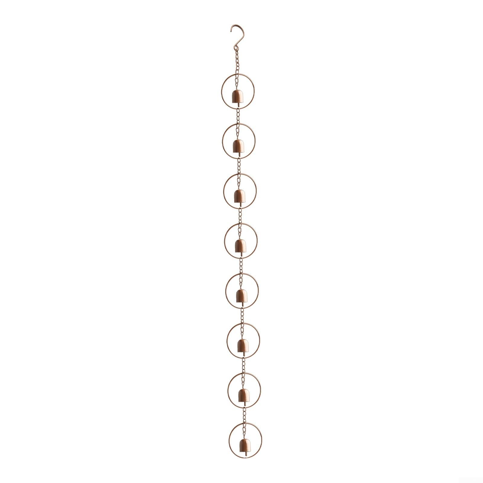 Rain Chain for Exterior Water Control with Cup-Style Metal Links Designed for Consistent Flow Rate and Reduced During Heavy Rain (bell)