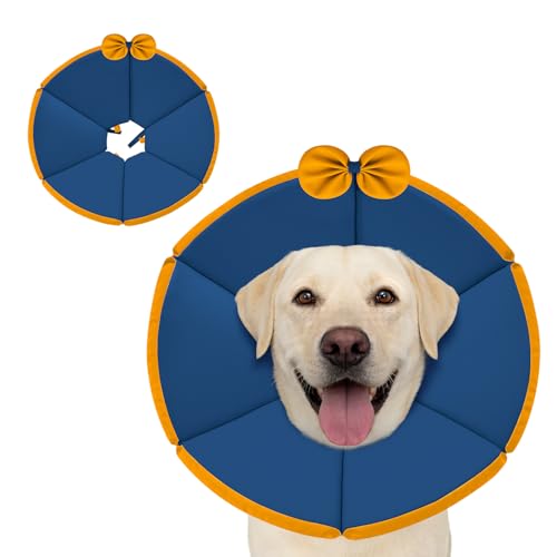 Image of MAXFUT Soft Dog Cone Collar,Foam Cone for Dogs to Stop Licking After Surgery,Non Inflatable Dog Donut Cone (Light Blue, XXL)