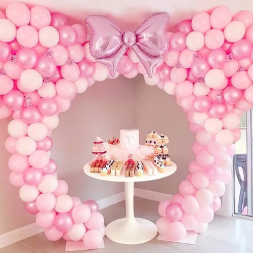 Image of PartyWoo Pearl Pink Balloons 140pcs Different Sizes of 18 12 10 5 Inch Light Pastel Baby Pink Balloon Arch Kit Garland for Girl Baby Shower Princess Gender Reveal Birthday Party Decorations Pink-Z44