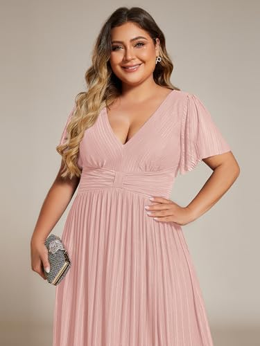 Image of Ever-Pretty Women's Plus Size Glitter Formal Dresses for Curvy Women A Line V Neck Gala Mother of Bride Dress Evening Gown