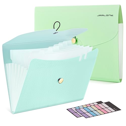 JARLINK 7 Pockets Expanding File Folder, A4 Accordion folders,Blue & Green