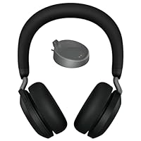Jabra Evolve2 75 Noise Cancelling Headphones - Wireless On Ear with Mic - Bluetooth ANC Office Headset inc Hidden Boom - Stunning Sound with 8 Microphone Array - 36hr Batt Teams USB A + W/Less Charger