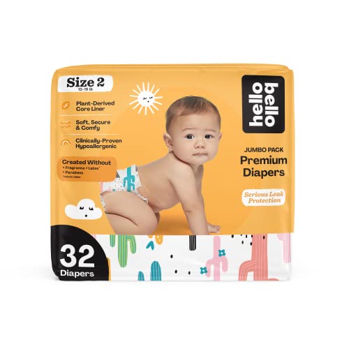 Image of Hello Bello Premium Baby Diapers Size 2 I 32 Count of Disposeable, Extra-Absorbent, Hypoallergenic, and Eco-Friendly Baby Diapers with Snug and Comfort Fit I Stuck on You