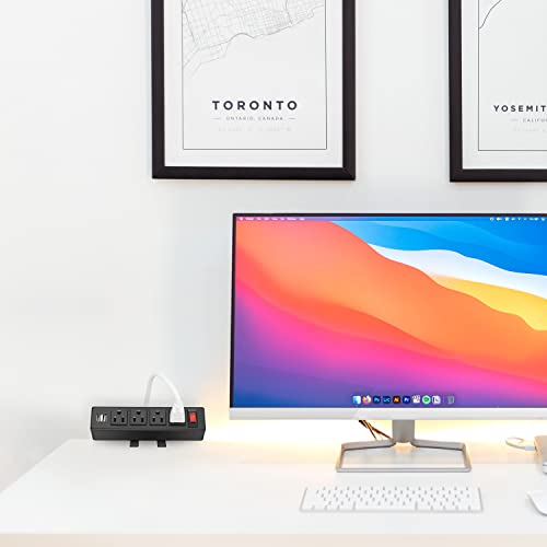 Desk Edge Power Strip With Usb Port Removable Clamp Power Outlet Socket With Switch 6.5 Ft Extension Cord Connect 4 Plugs For Home Office Reading #TOP6