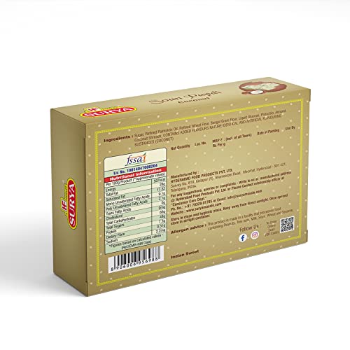 Image of HF, Surya Coconut Soan Papdi- 200g | Made with Real Coconut, Fresh Besan | No Preservatives | Almond Pistachio Garnish Delicious Festival Gift Sweets